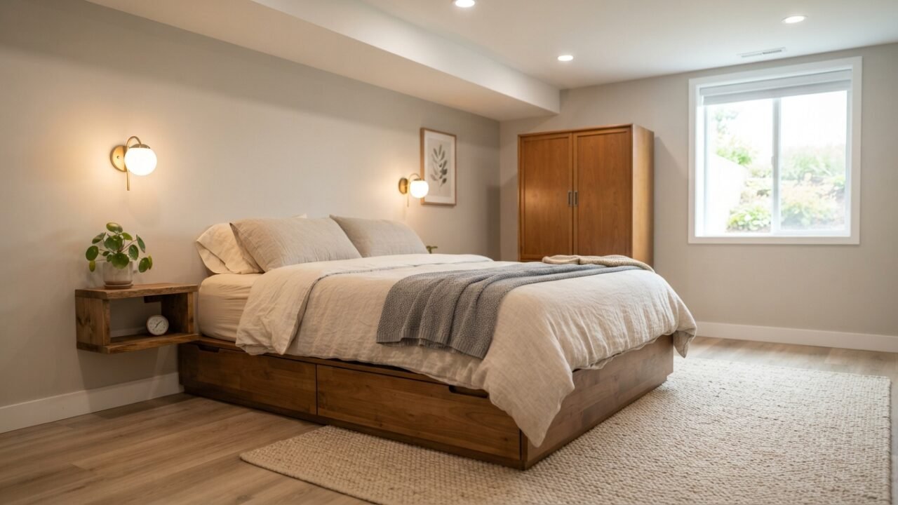 Basement Bedroom Ideas That Fix Light, Warmth and Storage Problems