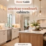 American Woodmark cabinets in a modern white kitchen featuring elegant storage, warm lighting, and premium home decor design